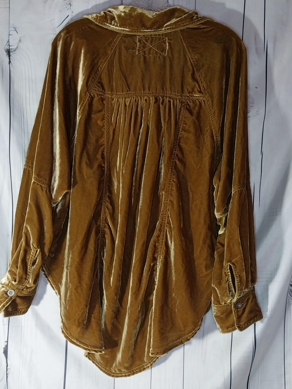 Free People We The Free Night Skies Velvet Boho Oversized Button-Up Top - Picture 8 of 8